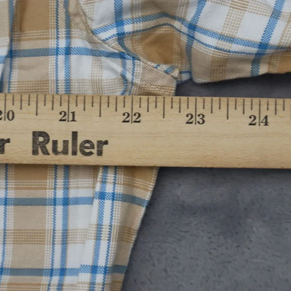 Banana Republic Shirt Mens Large Brown Plaid Button Up Flip Cuff Work Dress